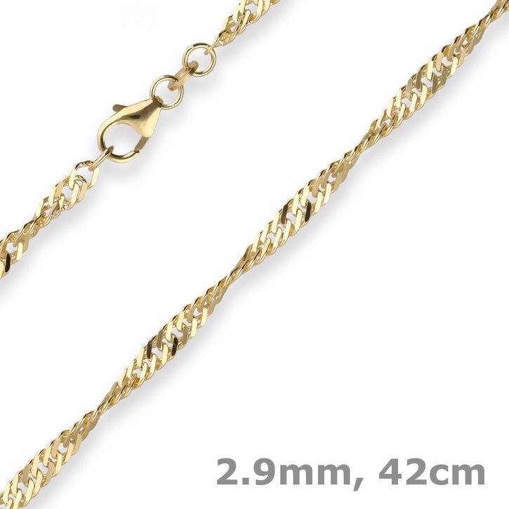 2.9mm Singapurkette aus 333 Gelbgold 42cm