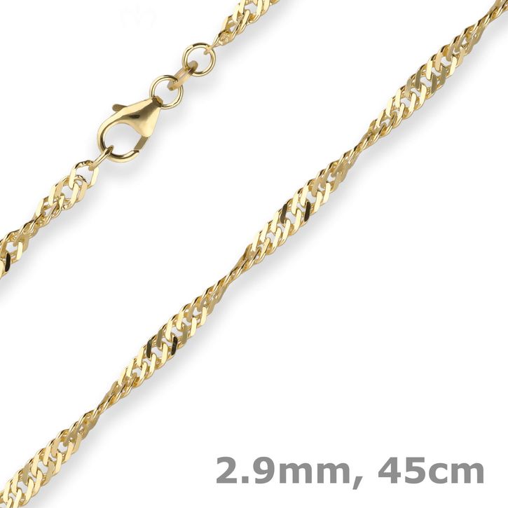 2.9mm Singapurkette aus 333 Gelbgold 45cm