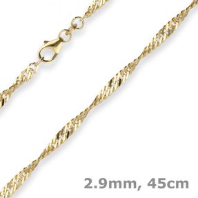 2,9mm Singapurkette Collier Halskette aus 333 Gold Gelbgold 45cm