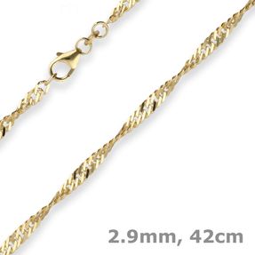 2,9mm Singapurkette Collier Halskette aus 375 Gold Gelbgold 42cm