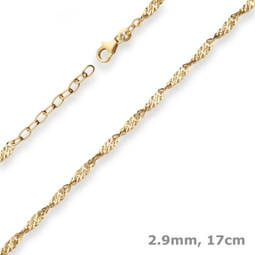 2,9mm Armband Singapurkette Armschmuck aus 333 Gold Gelbgold 17cm
