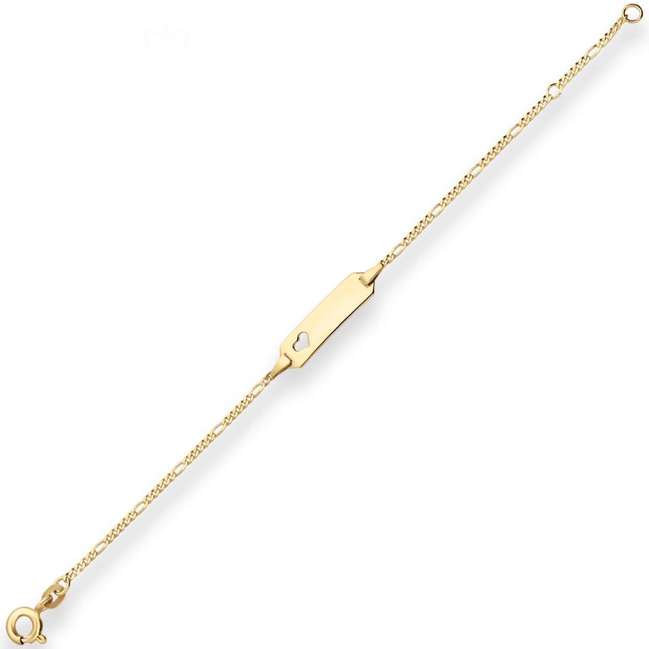1.5mm Id-Armband Figarokette diamantiert Herz 333 Gelbgold 14cm