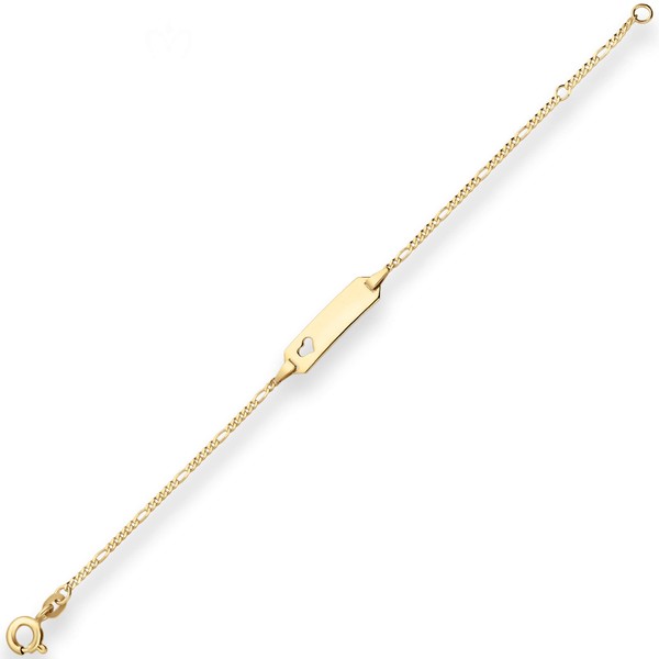 1.5mm Id-Armband Figarokette diamantiert Herz 333 Gelbgold 14cm