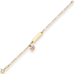 1,9mm Id-Armband Figarokette diamantiert Schmetterling aus 375 Gelbgold 14cm
