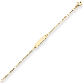 1,9mm Id-Armband Figarokette diamantiert Herz aus 333 Gold Gelbgold 14cm
