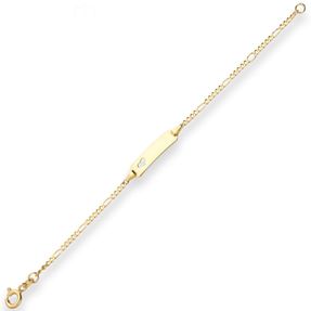 1,9mm Id-Armband Figarokette diamantiert Herz aus 585 Gold Gelbgold 13cm