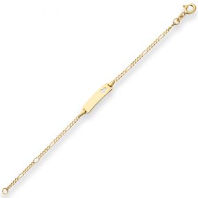 1,9mm Id-Armband Figarokette diamantiert Herz aus 585 Gold Gelbgold 13cm