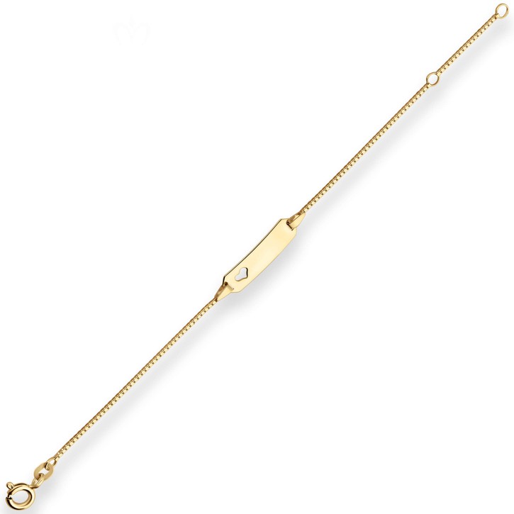 0.9mm Id-Armband Veneziakette Herz aus 585 Gelbgold 14cm