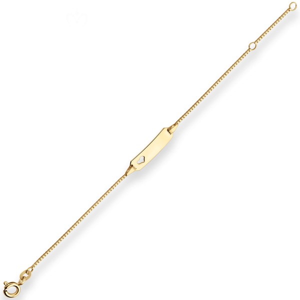0.9mm Id-Armband Veneziakette Herz aus 585 Gelbgold 14cm