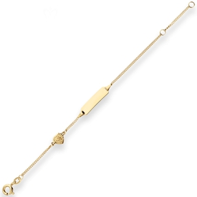 1,4mm Id-Armband Panzerkette Herz mit Engel aus 375 Gold Gelbgold 14cm