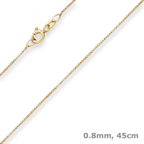 0.8mm Veneziakette rund aus 333 Gelbgold 45cm