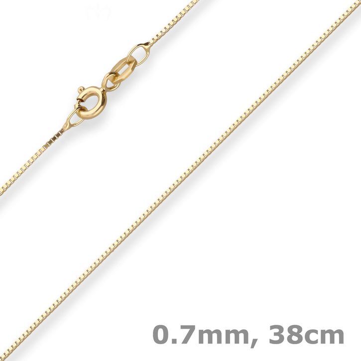 0.7mm Veneziakette aus 333 Gelbgold 38cm