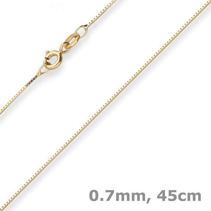 0.7mm Veneziakette aus 333 Gelbgold 45cm