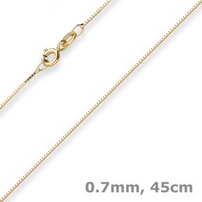 0,7mm Veneziakette Collier Halskette aus 333 Gold Gelbgold 45cm