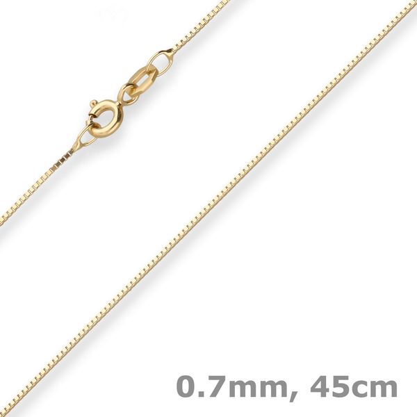 0.7mm Veneziakette aus 333 Gelbgold 45cm