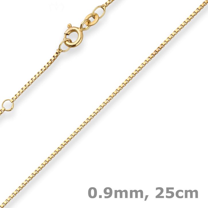 0.9mm Veneziakette Fusskette aus 333 Gelbgold 25cm