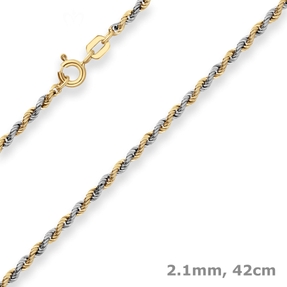 2,1mm Kordelkette Goldkette Collier Halskette aus 333 Gold gelb/weiß 42cm