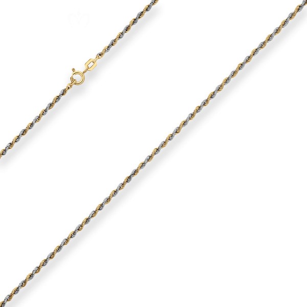 2.1mm Kordelkette Collier Halskette aus 333 Gold gelb weiß 50cm
