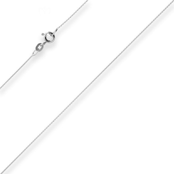 0.8mm Rund-Ankerkette aus 585 Weißgold 38cm