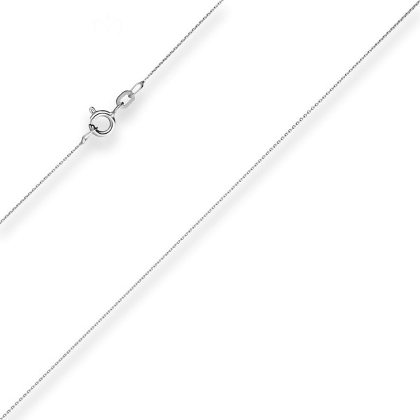 0.8mm Ankerkette flach aus 585 Weißgold 80cm