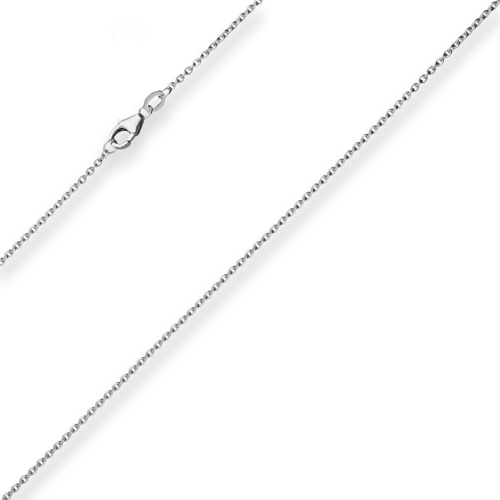 1.7mm Ankerkette flach aus 375 Weißgold 45cm