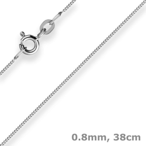 0,8mm Panzerkette Collier Halskette aus 375 Gold Weißgold 38cm
