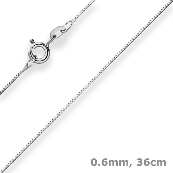 0.6mm Veneziakette aus 585 Weißgold 36cm