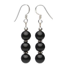 Ohrringe Ohrhänger aus Onyx schwarz & 925 Silber Ohrhaken Ohrschmuck für Damen