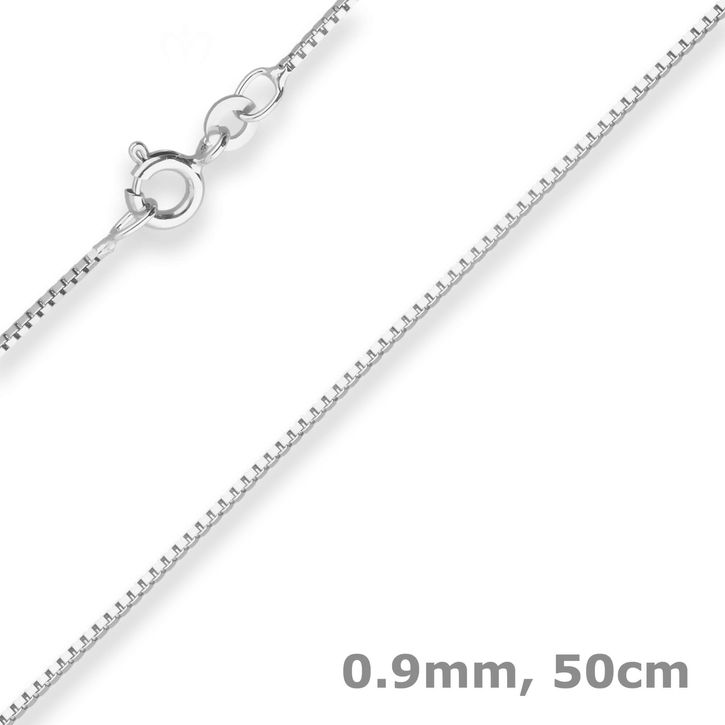 0.9mm Veneziakette aus 925 Silber rhodiniert 50cm