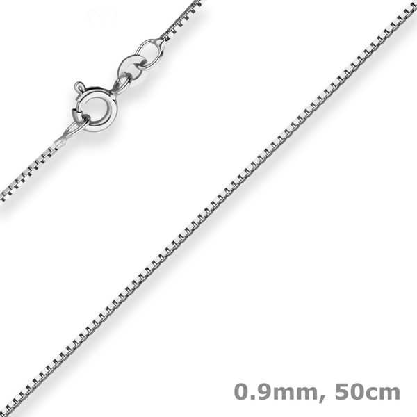 0.9mm Veneziakette aus 925 Silber rhodiniert 50cm