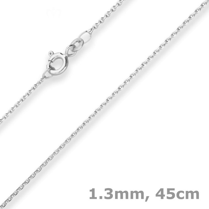 1.3mm Ankerkette diamantiert aus 925 Silber rhodiniert 45cm