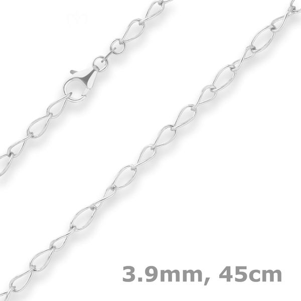 3.9mm Ankerkette weit aus 925 Silber 45cm