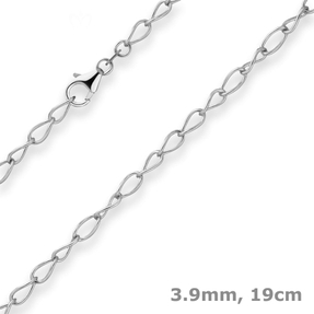 3,9mm Armband Ankerkette weit Armschmuck aus 925 Silber rhodiniert 19cm