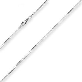 1,9mm Figarokette diamantiert Collier Halskette aus 925 Silber rhodiniert 55cm