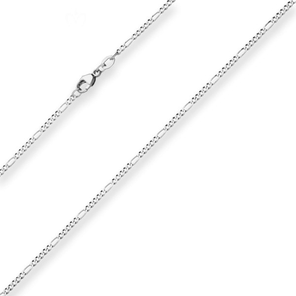 1.9mm Figarokette diamantiert aus 925 Silber rhodiniert 55cm