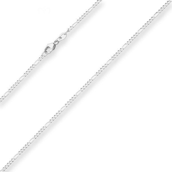 1.9mm Figarokette diamantiert aus 925 Silber rhodiniert 55cm