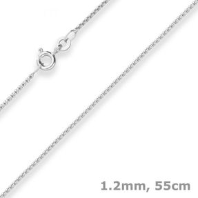 1,2mm Veneziakette rund Kette Collier Halskette aus 925 Silber rhodiniert 55cm