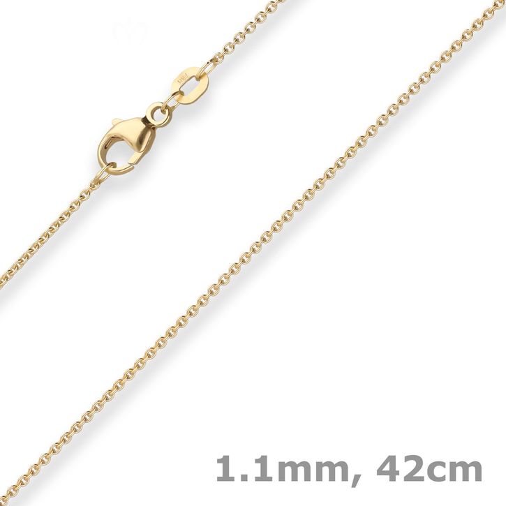 1.1mm Rund-Ankerkette aus 333 Gelbgold 42cm mit Zwischenöse