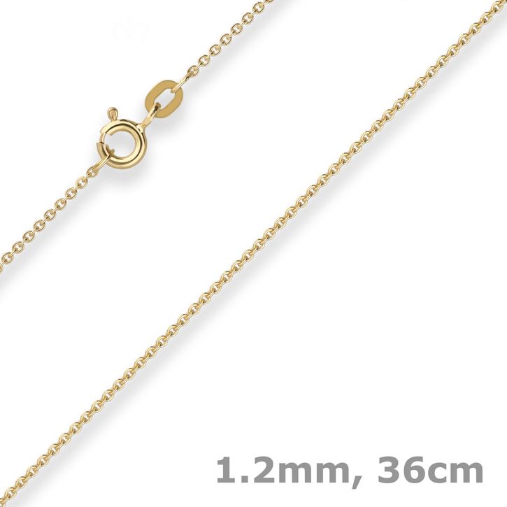 1.2mm Ankerkette flach aus 333 Gelbgold 36cm