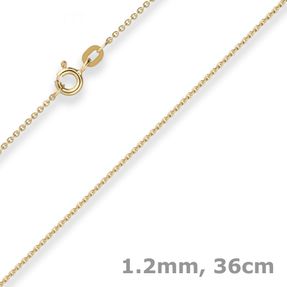 1,2mm Ankerkette flach Goldkette Collier Halskette aus 333 Gold Gelbgold 36cm