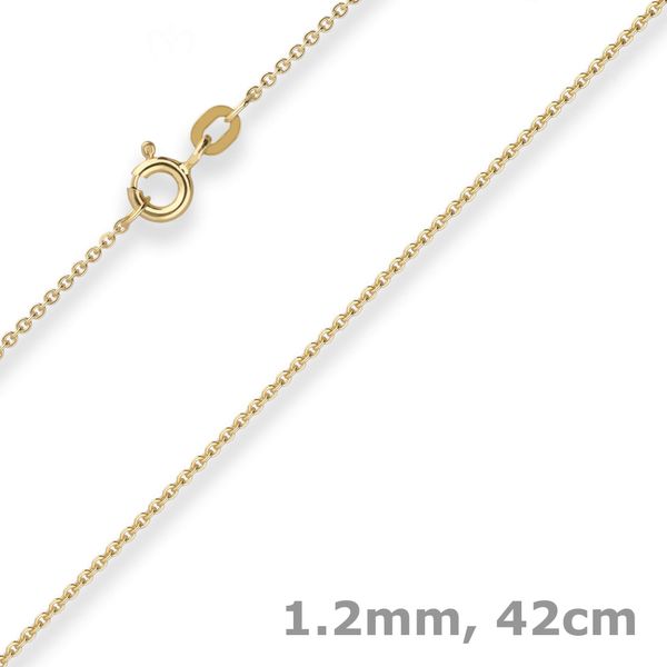 1.2mm Ankerkette flach aus 333 Gelbgold 42cm