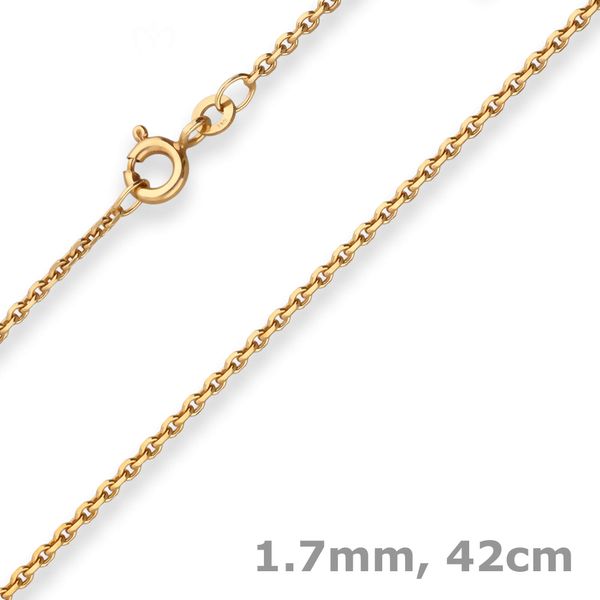 1.7mm Ankerkette diamantiert aus 333 Gelbgold 42cm