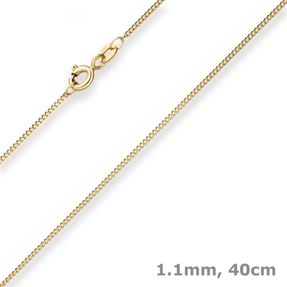 1,1mm Panzerkette Goldkette Collier Halskette aus 333 Gold Gelbgold 40cm
