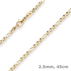 2,5mm Panzerstegkette Goldkette Collier Halskette aus 333 Gold Gelbgold 45cm