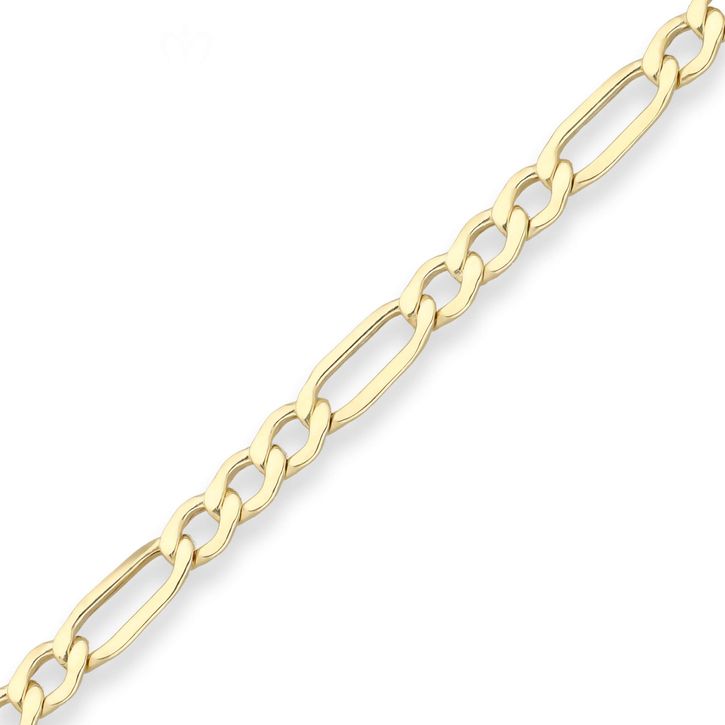5.1mm Figarokette hohl aus 333 Gelbgold 60cm
