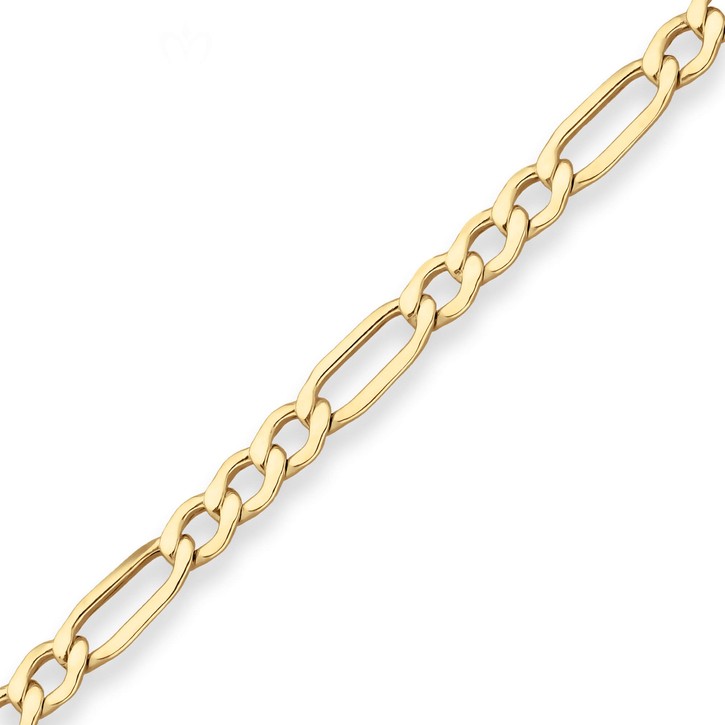 5.1mm Armband Figarokette hohl aus 333 Gelbgold 19cm