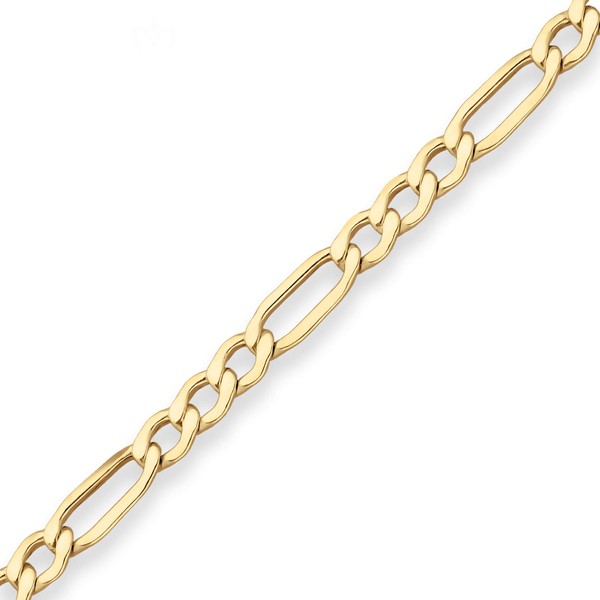 5.1mm Armband Figarokette hohl aus 333 Gelbgold 19cm