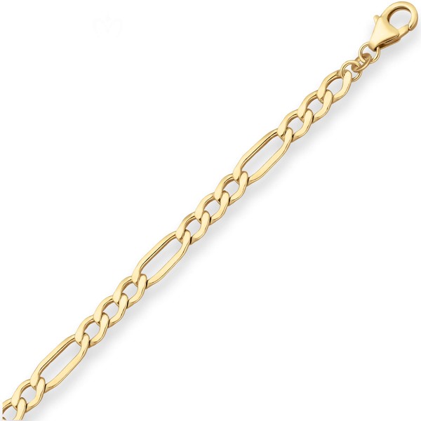 5.1mm Armband Figarokette hohl aus 333 Gelbgold 19cm