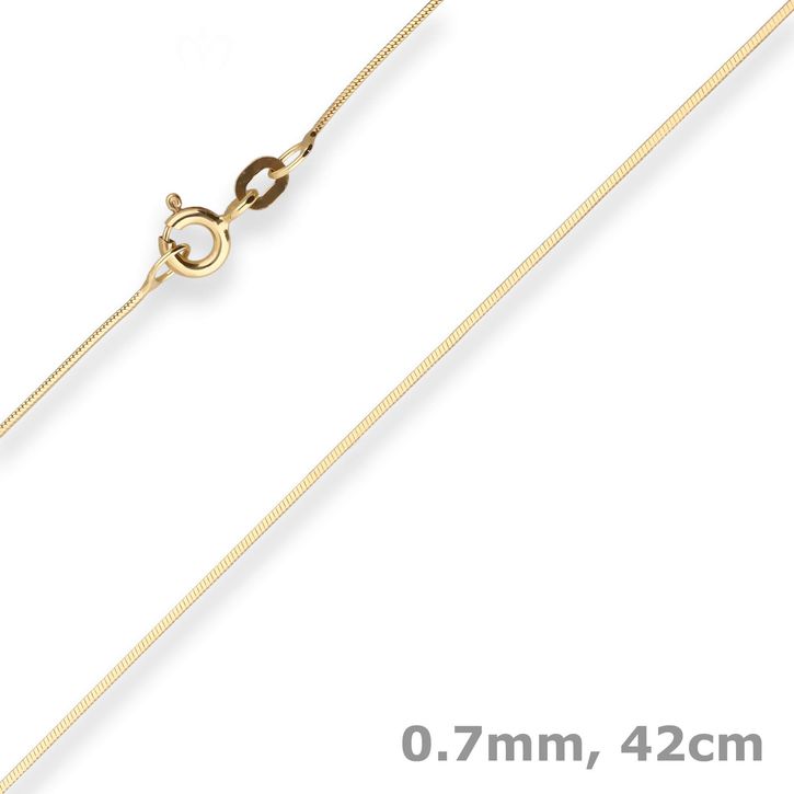 0.7mm Schlangenkette diamantiert aus 333 Gelbgold 42cm