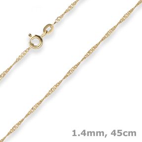 1,4mm Singapurkette Goldkette Collier Halskette aus 333 Gold Gelbgold 45cm